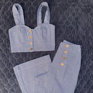 Stylish Blue Checkered Women's set